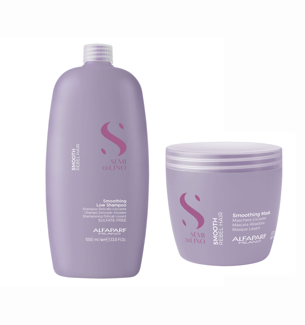Pack shampoo 1L  y máscara 500 ml  smoothing Alfaparf